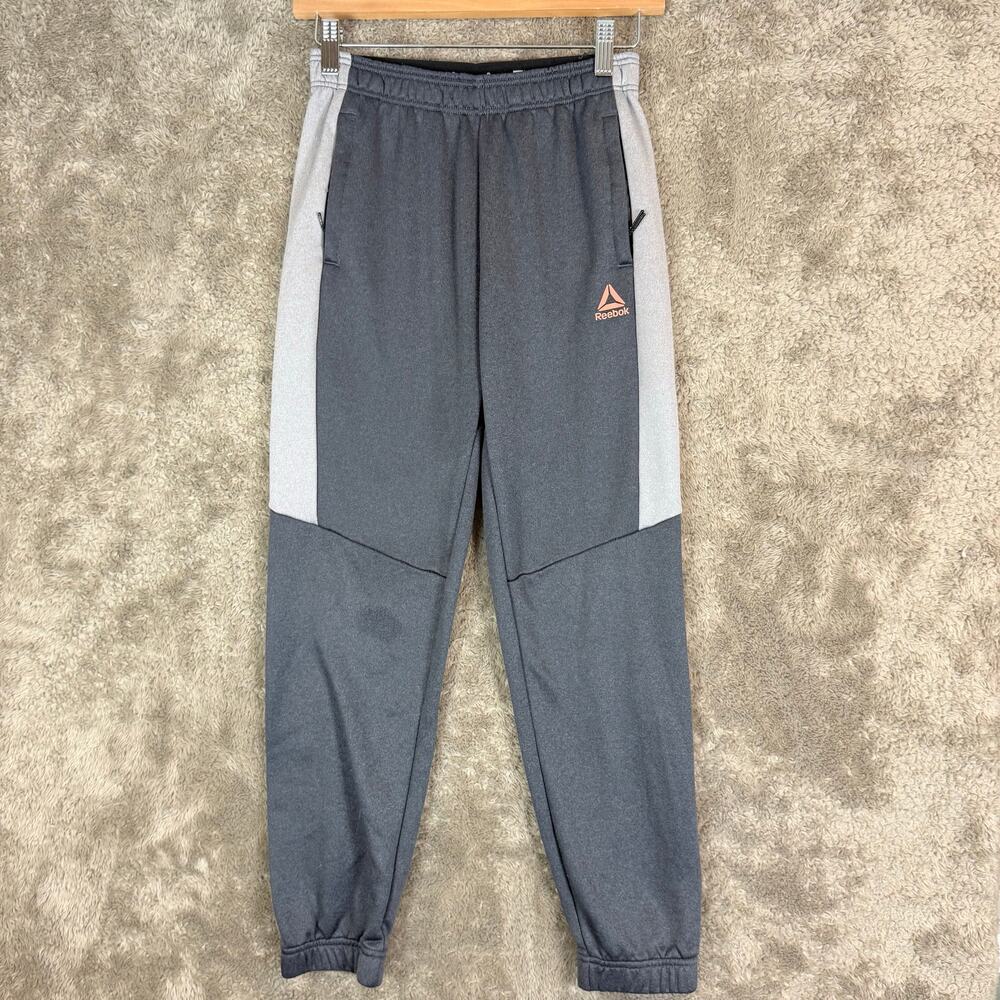 Reebok L Large 10 12 Boys Gray Sweatpants Joggers Zipper Pocket